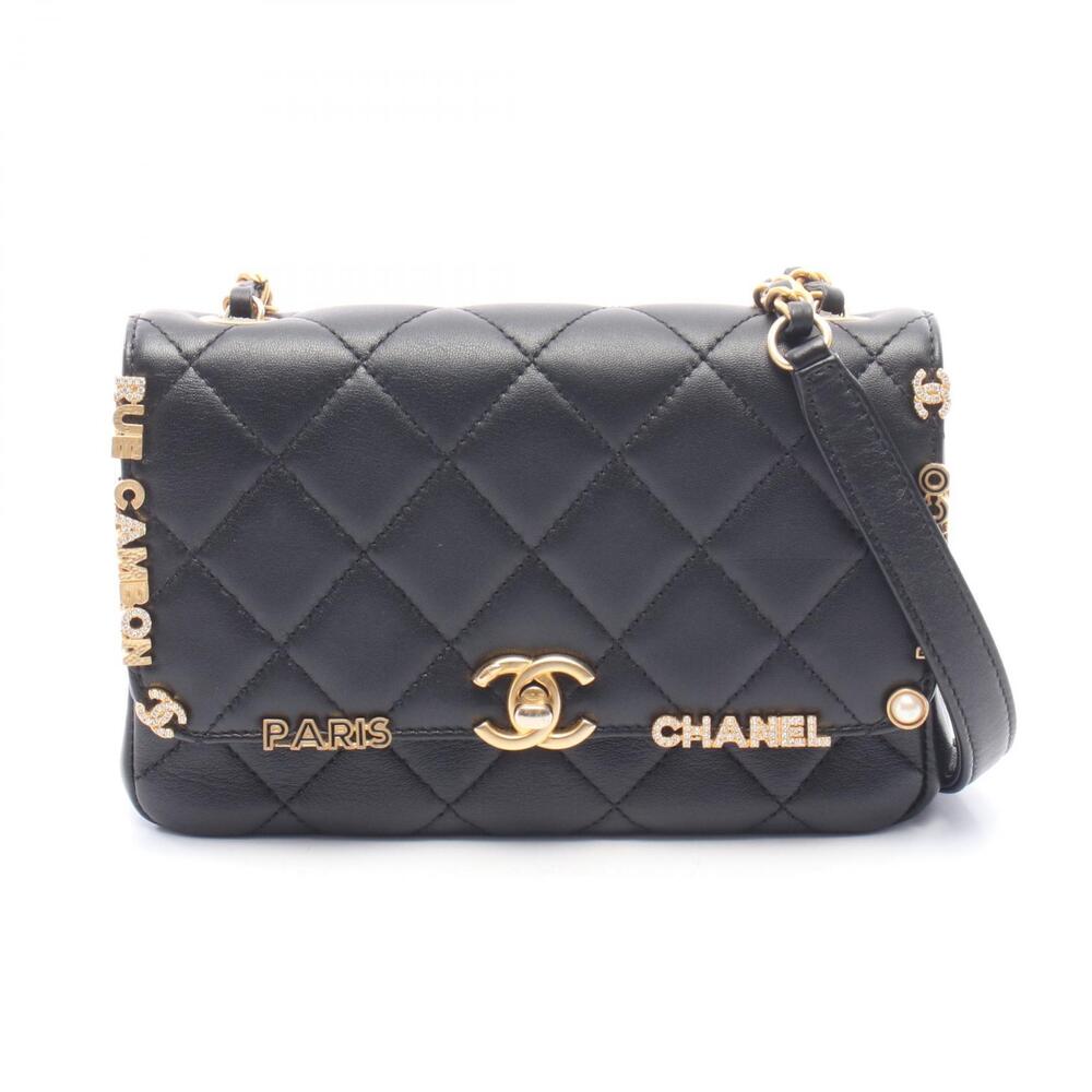 Chanel Flap Bag Matelasse Shoulder Leather Black